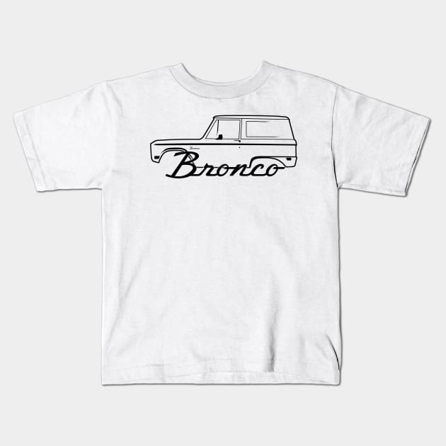 1966-1977 Ford Bronco Side Black With Logo Kids T-Shirt by The OBS Apparel